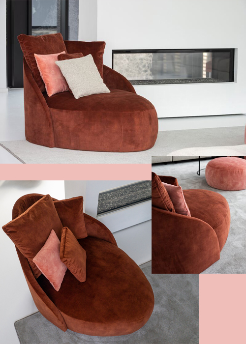 Toya fauteuil kleurrijke bekleding ronde vormen